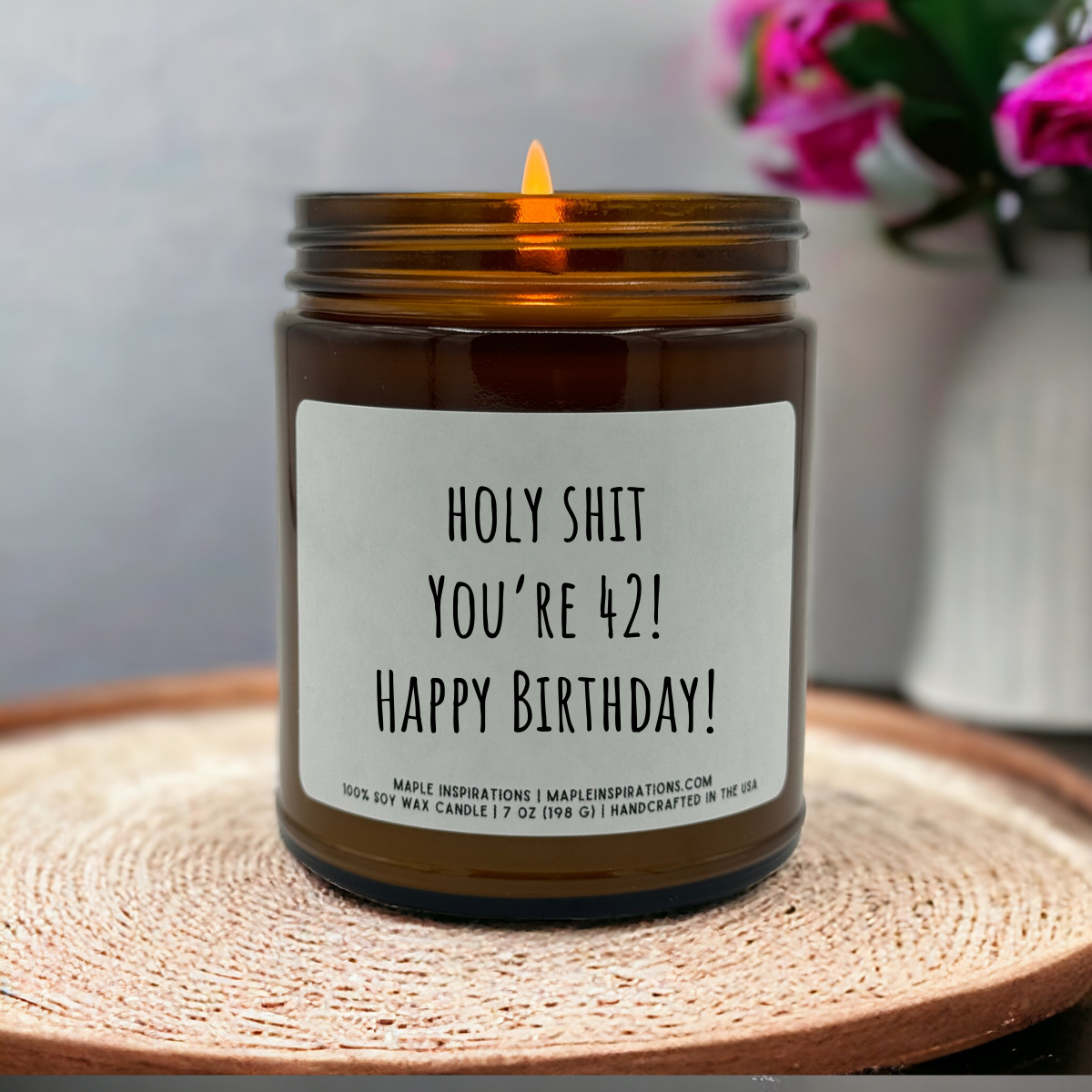42nd Birthday Candle, Funny 42nd Birthday Gift, Funny Candle, Candle Gift, Gift For 42nd Birthday Turning 42 Years Old, Holy Shit You're 42