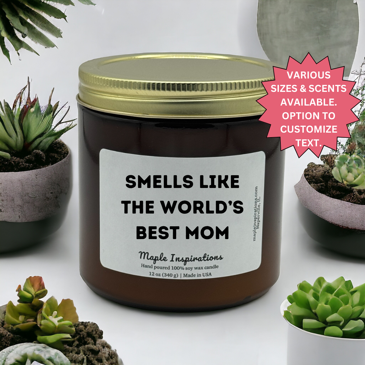 Mother's Day Gift, Personalized Gift Candle, Mom Gifts, Smells Like The World's Best Mom Scented Candle
