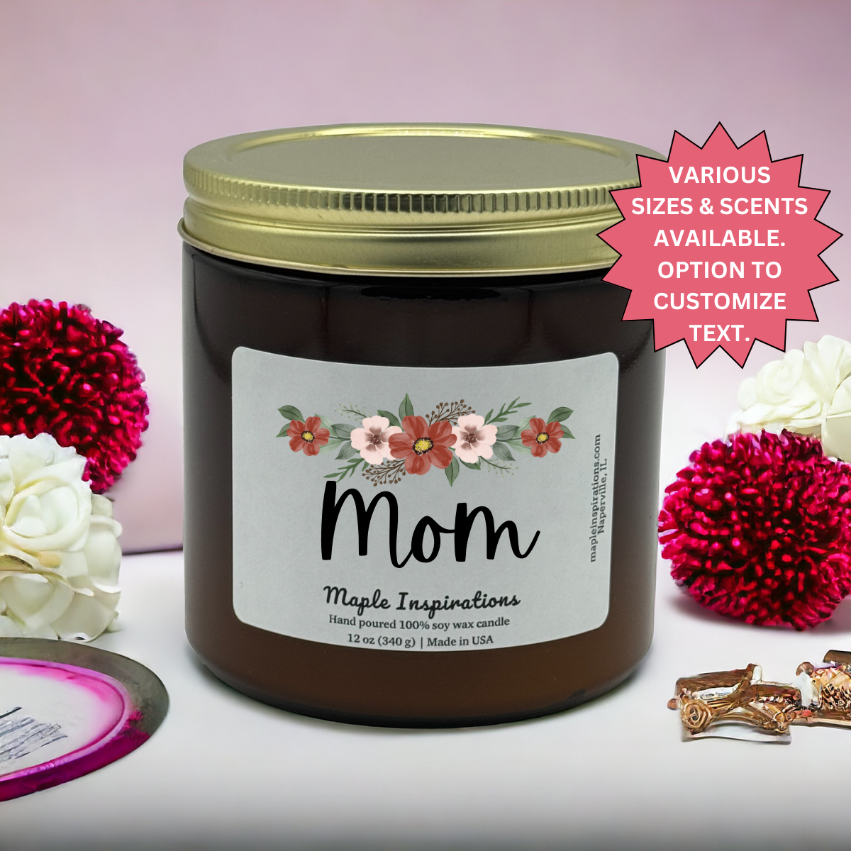 Mom Scented Candle Gift For Mom, Mother's Day Gift, Mom Gift, Mothers Day Candle, Mom Birthday Gift