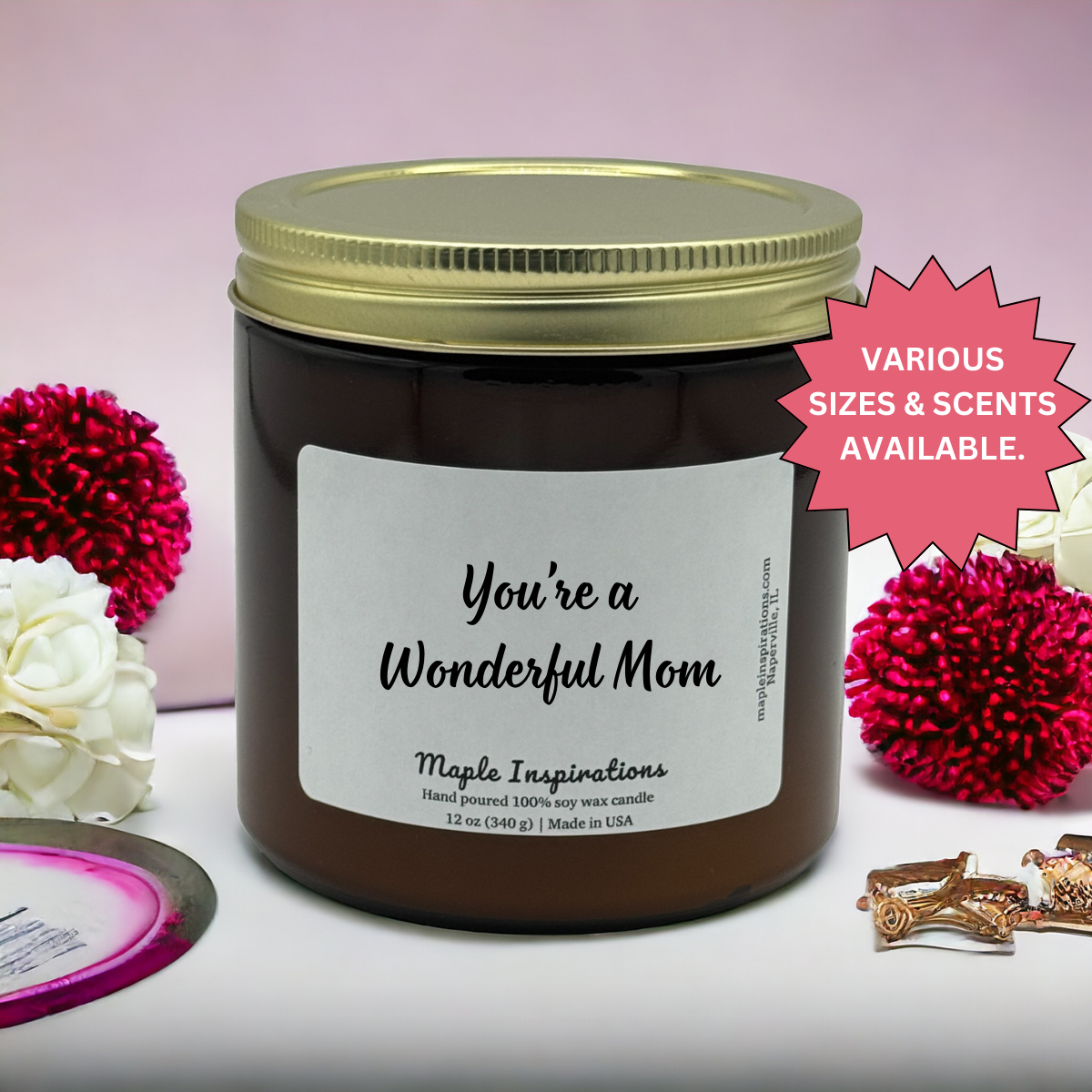 Mom You're a Wonderful Gift Candle, Mother's Day Gift For Mom, Candle gift for her, Mom Birthday, Candle gift for wife