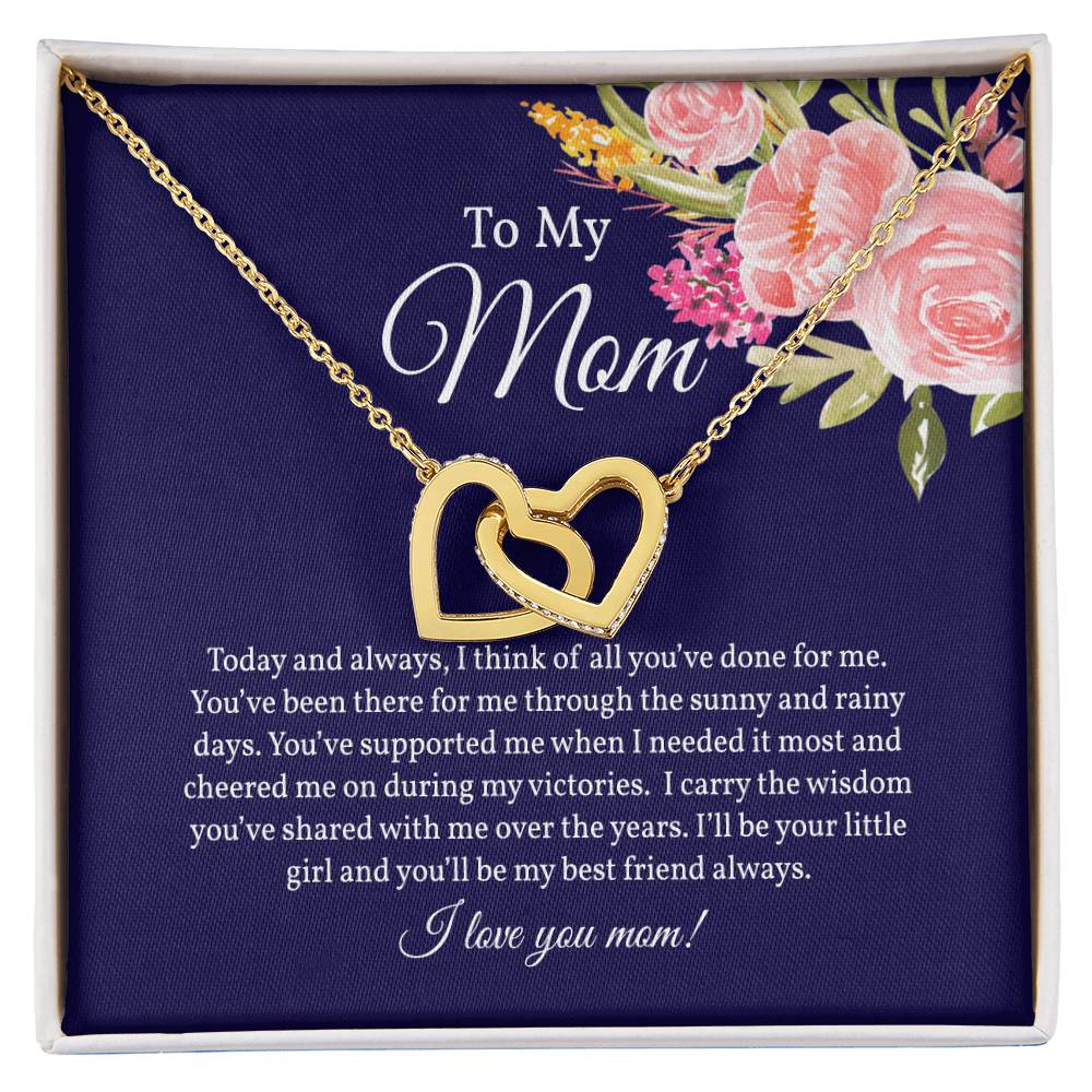 Gift from Daughter for Mom, Interlocking Hearts Necklace for Mom