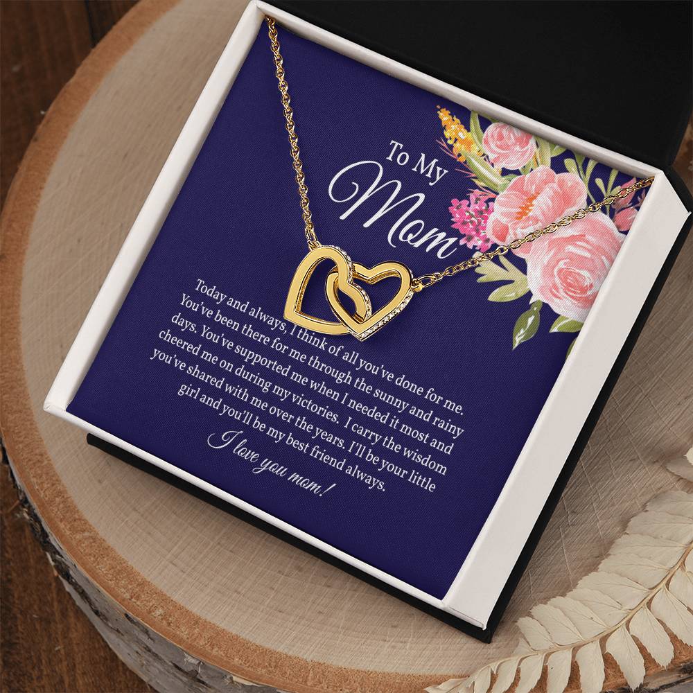 Gift from Daughter for Mom, Interlocking Hearts Necklace for Mom