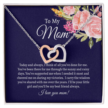 Gift from Daughter for Mom, Interlocking Hearts Necklace for Mom