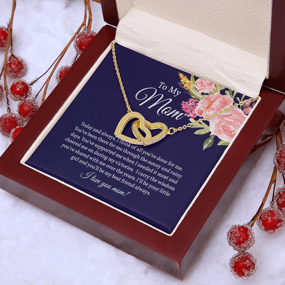 Gift from Daughter for Mom, Interlocking Hearts Necklace for Mom