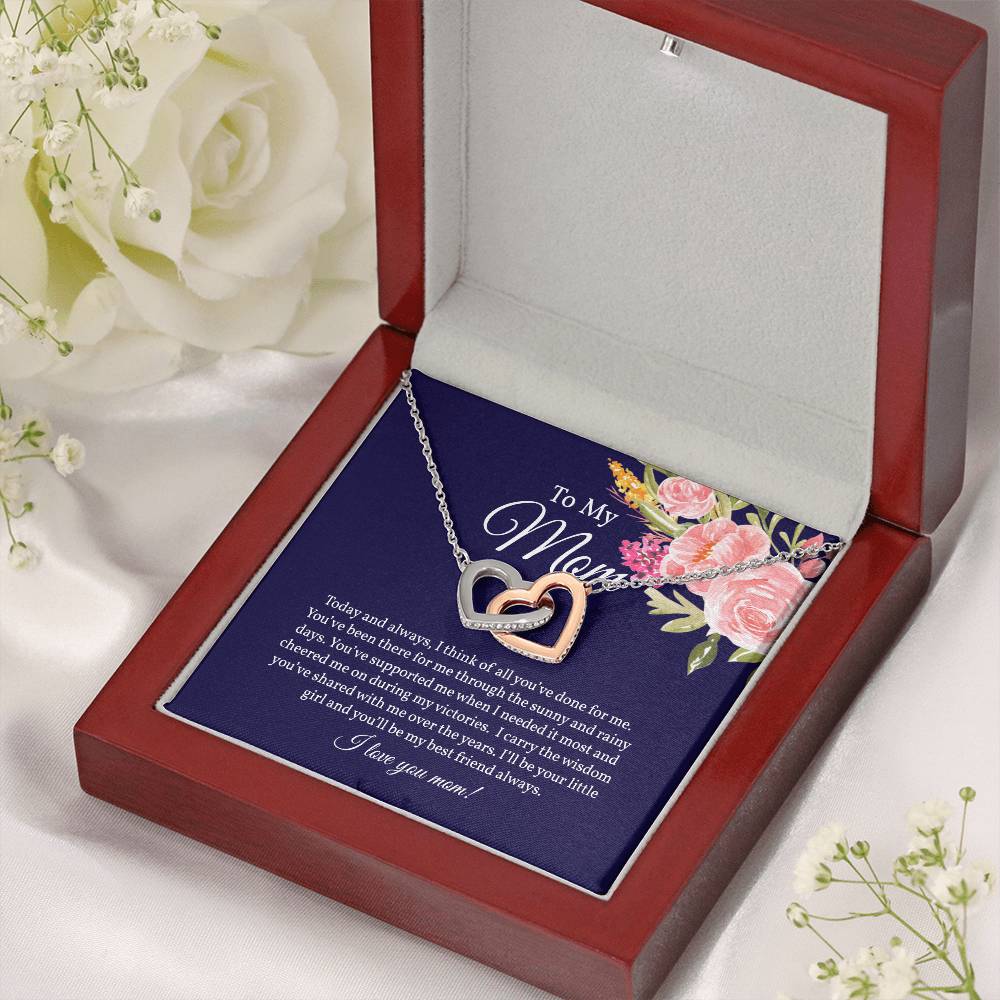 Gift from Daughter for Mom, Interlocking Hearts Necklace for Mom
