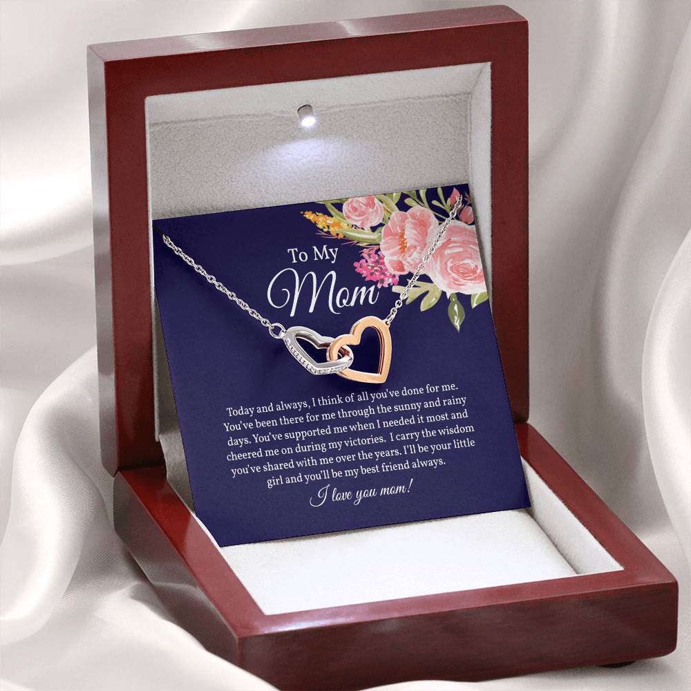 Gift from Daughter for Mom, Interlocking Hearts Necklace for Mom