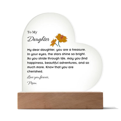 To My Daughter Acrylic Heart Plaque with LED