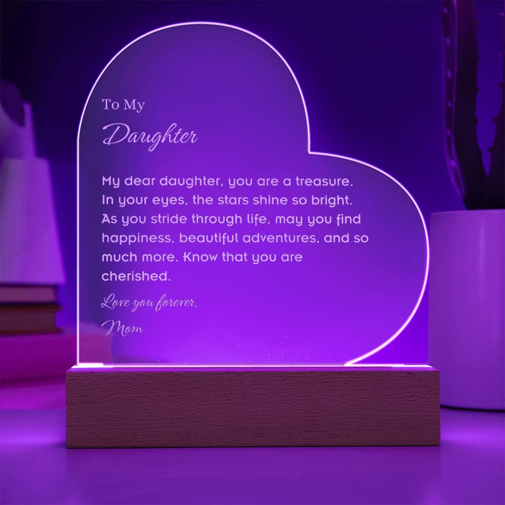 Daughter LED Lighted Acrylic Heart Plaque