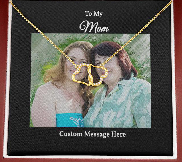 Everlasting Love Necklace with a Personalized Portrait for Mom