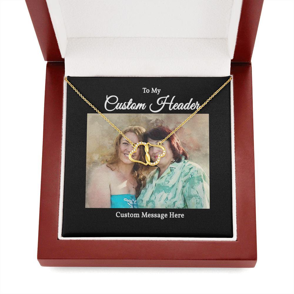 Everlasting Love Necklace with a Watercolor Personalized Portrait for Her