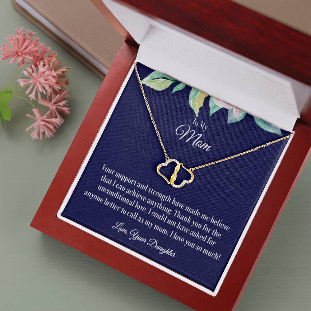 Two Hearts Gold Necklace Gift for Mom
