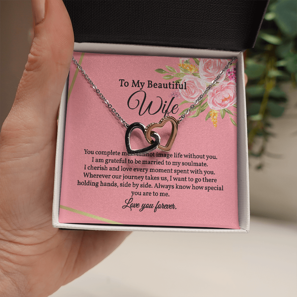 Interlocking Hearts Pendant Necklace for Wife