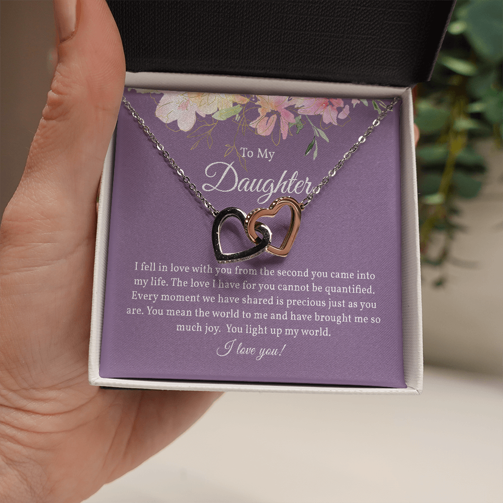 Interlocking Hearts Pendant Necklace for Daughter