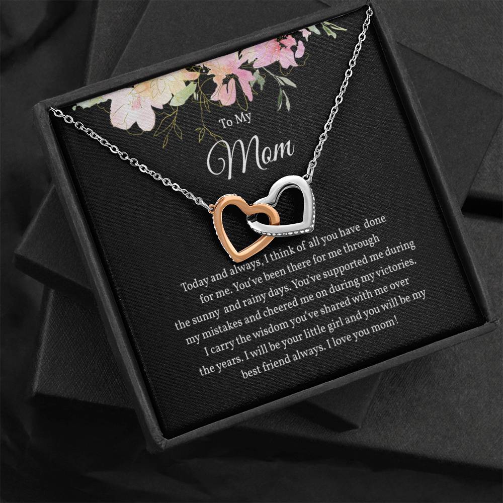 Two Hearts Necklace, Love Necklace Gift for Mom