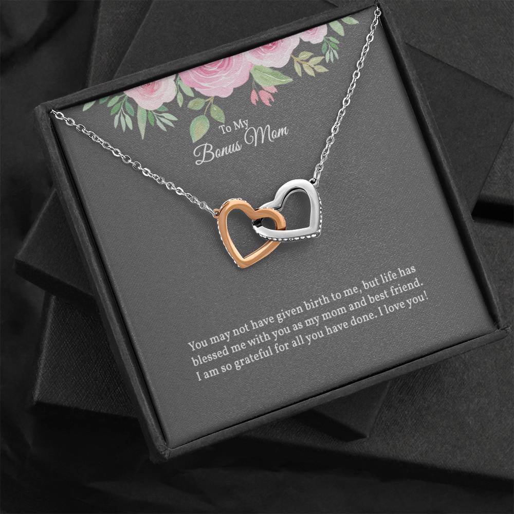 Stunning Two Hearts Necklace Gift for Bonus Mom