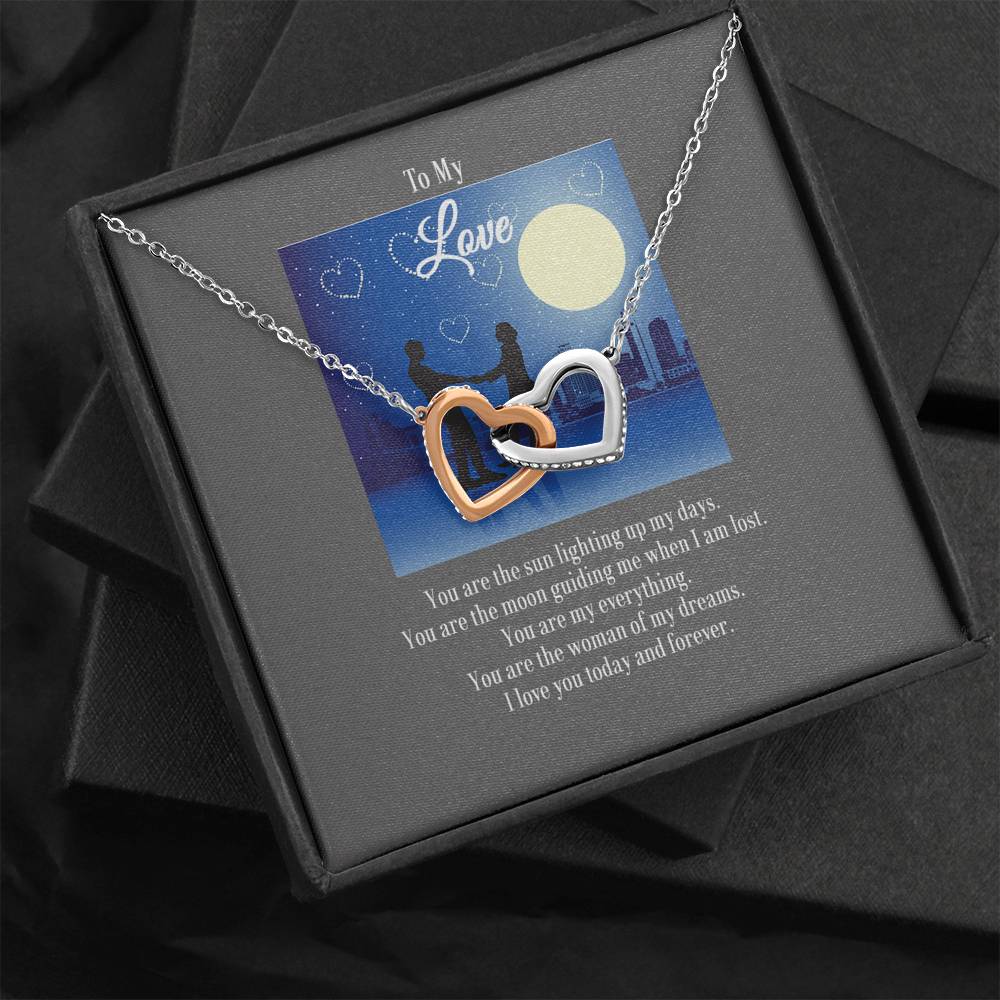 Two Hearts Necklace Gift for Her with Message Card
