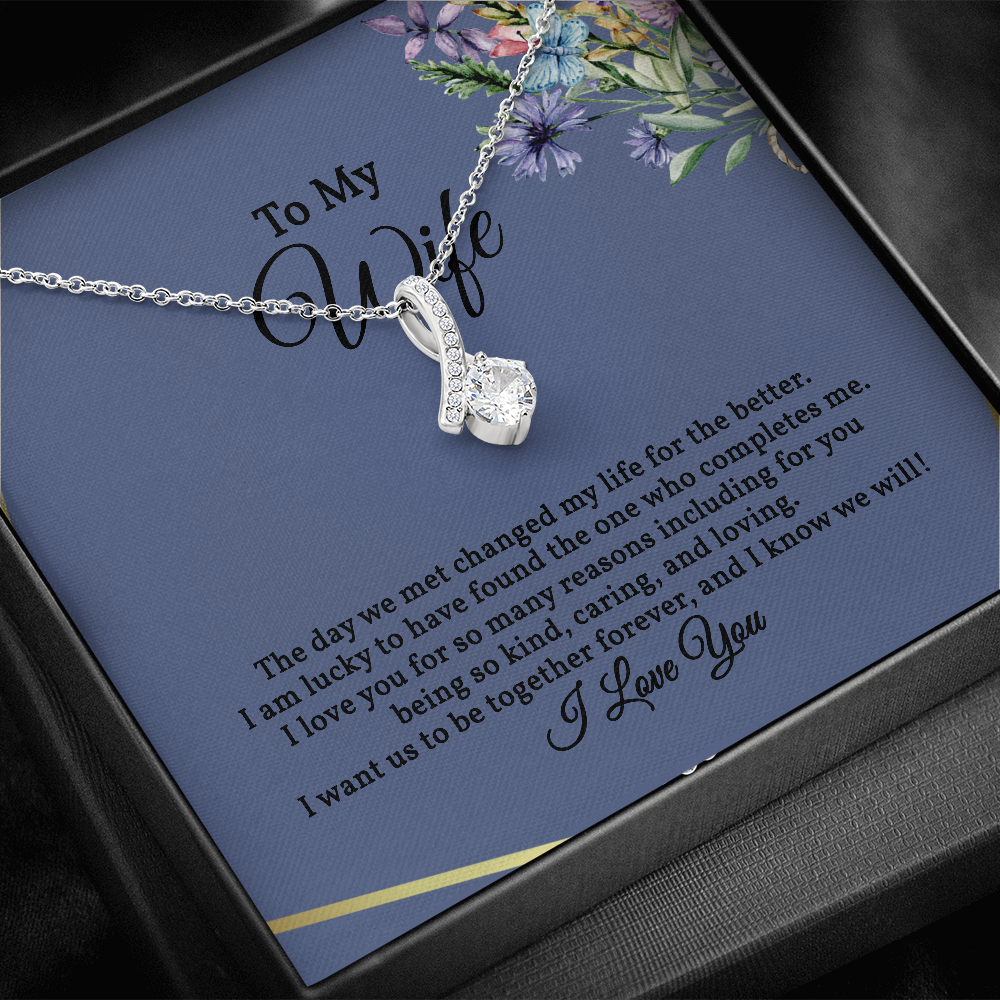 Petite Ribbon Pendant Necklace for Wife