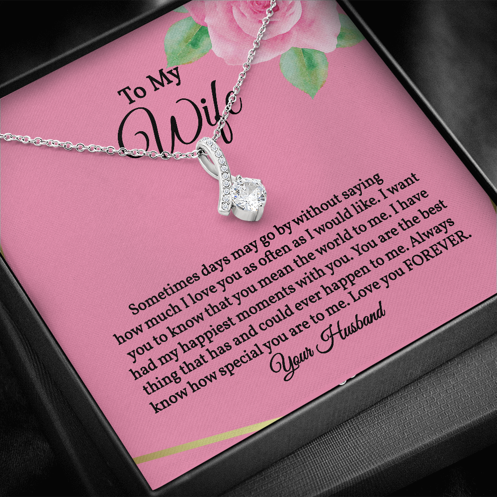 Petite Ribbon Pendant Necklace for Wife